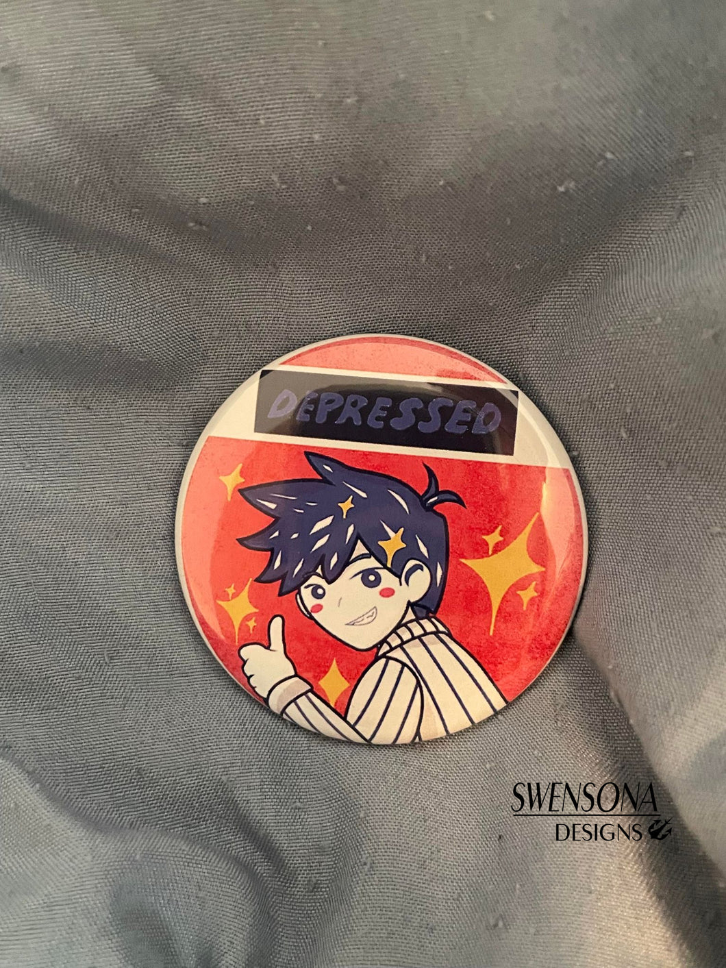 Depressed Hiro Button Badge