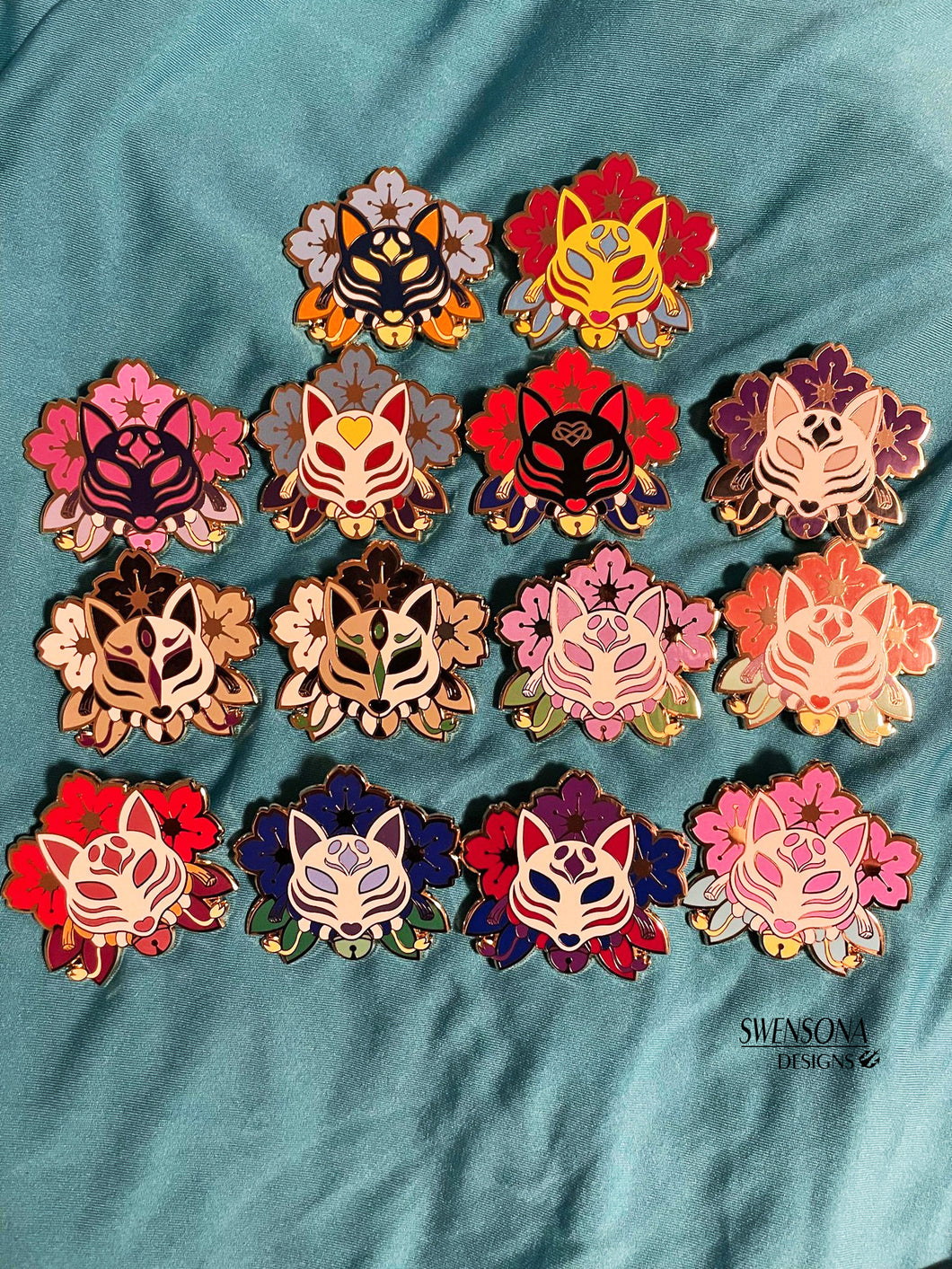 Pride Kitsune Mask Pins